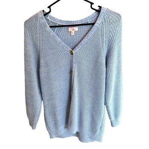 Gianni Bini Girl’s Cardigan Sweater Blue Fluffy Knit Button Down Size XL